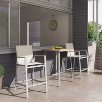LAUSAINT HOME Ensemble de bar 3 pièces pour patio, table et chaises de bar en textilène tout temps avec plateau imitation bois