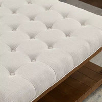 Pouf carré GDFStudio Chloe moderne en bois, rembourré en lin et capitonné, avec étagère de rangement