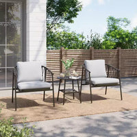 LAUSAINT HOME Ensemble de bistro 3 pièces pour terrasse, chaises en corde tressée avec coussins, mobilier d'extérieur et table d'appoint