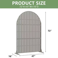 Panneaux de clôture autoportants Dovelina 72H x 47W en métal arqué pour extérieur, gris clair/marron, pour jardin, patio, terrasse, cour