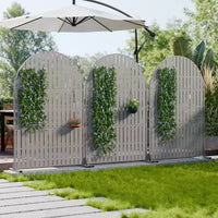 Panneaux de clôture autoportants Dovelina 72H x 47W en métal arqué pour extérieur, gris clair/marron, pour jardin, patio, terrasse, cour