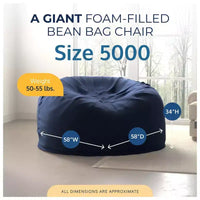 Pouf géant Ultimate Sack de 152 cm en mousse, recouvert de fausse fourrure, avec repose-pieds, couleur marine