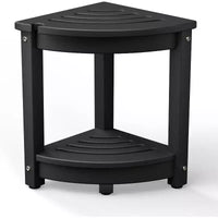 VINGLI Tabouret de douche d'angle en PEHD Siège de banc de douche étanche avec étagère de rangement et support de pomme de douche