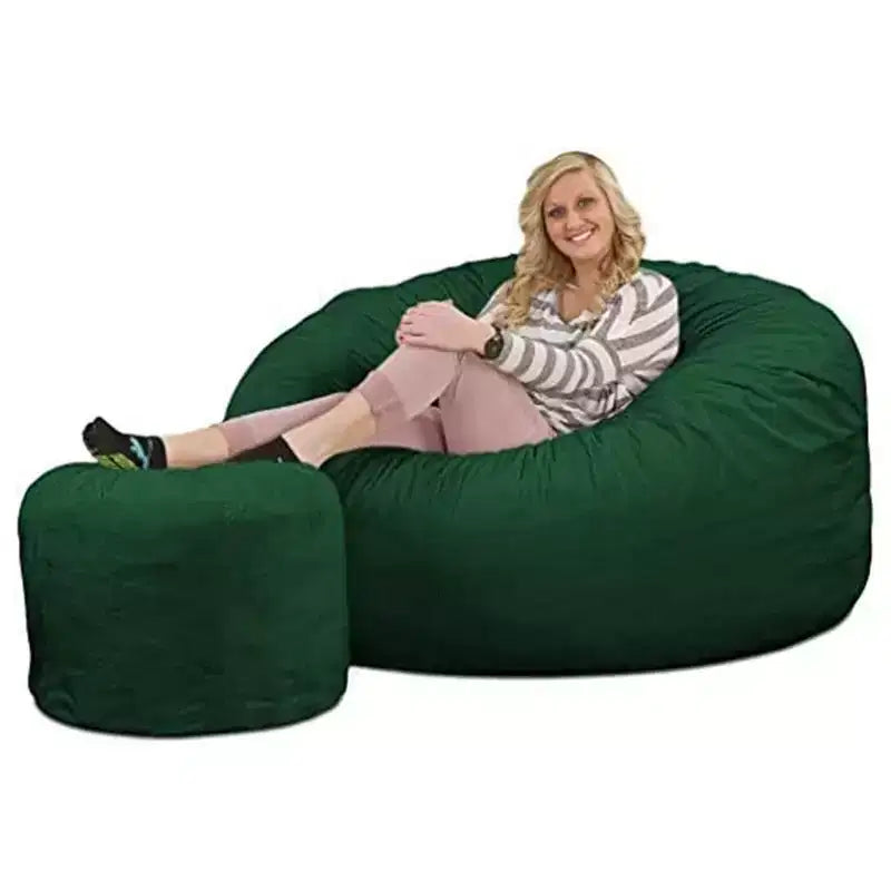 Fauteuil-poire géant Ultimate Sack de 1,5 m et repose-pieds, grand canapé, daim couleur chasseur
