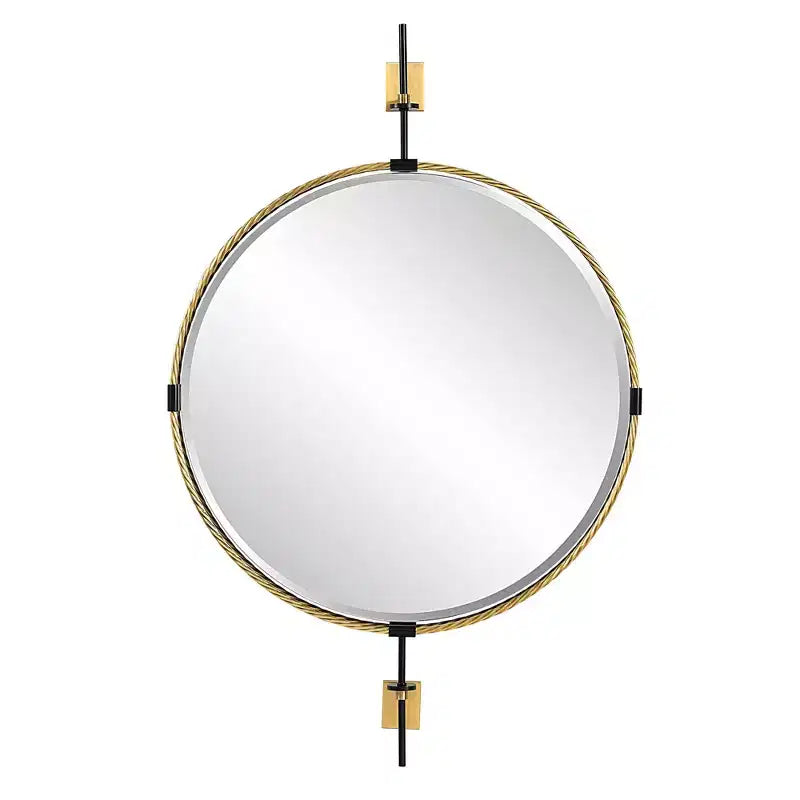 Miroir mural rond Uttermost Guardrail en laiton antique 31 x 47 3/4