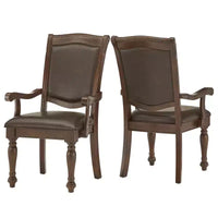 Chaises de salle à manger Torrin en similicuir marron avec accoudoirs (lot de 2) - Cerisier - iNSPIREQ