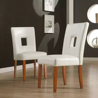 Chaises de salle à manger Palma en similicuir blanc avec trou de serrure (lot de 2) - Blanc/Cerisier - iNSPIREQ