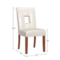 Chaises de salle à manger Palma en similicuir blanc avec trou de serrure (lot de 2) - Blanc/Cerisier - iNSPIREQ
