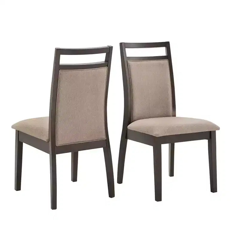 Chaise de salle à manger Krista espresso et lin gris (lot de 2) - Marron - iNSPIREQ