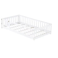 Lit de plancher double Luxystar avec clôture et porte pour chambre d'enfant