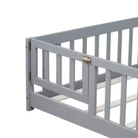 Lit de plancher double Luxystar avec clôture et porte pour chambre d'enfant