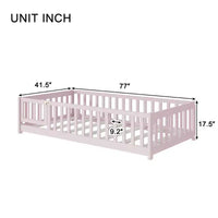 Lit de plancher double Luxystar avec clôture et porte pour chambre d'enfant