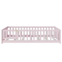 Lit de plancher double Luxystar avec clôture et porte pour chambre d'enfant