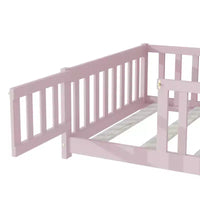 Lit de plancher double Luxystar avec clôture et porte pour chambre d'enfant