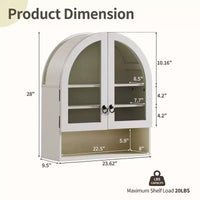 Armoire de salle de bain murale cintrée avec tiroir, 28 pouces, armoire à pharmacie moderne avec étagères réglables, rangement au-dessus des toilettes