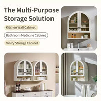 Armoire de salle de bain murale cintrée avec tiroir, 28 pouces, armoire à pharmacie moderne avec étagères réglables, rangement au-dessus des toilettes