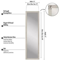 Americanflat 15x51 Miroir sur porte - Miroirs longs à suspendre en bois composite - Miroir moderne pour chambre - Miroirs à suspendre au mur