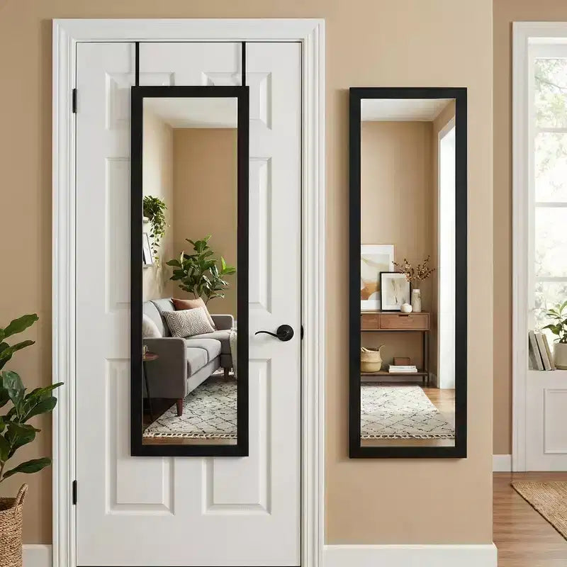 Americanflat Miroir de porte 15x51 - Miroir pleine longueur à suspendre avec cadre en bois composite - Miroir moderne pour salon - Miroirs muraux décoratifs
