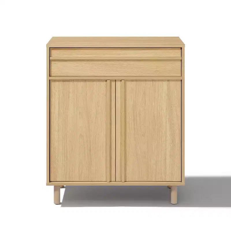 LuxenHome Petit buffet de rangement de 80 cm, Armoire d'appoint chêne pour salon, salle à manger ou entrée Chêne noisetier