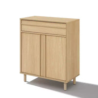LuxenHome Petit buffet de rangement de 80 cm, Armoire d'appoint chêne pour salon, salle à manger ou entrée Chêne noisetier
