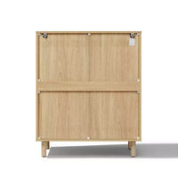 LuxenHome Petit buffet de rangement de 80 cm, Armoire d'appoint chêne pour salon, salle à manger ou entrée Chêne noisetier