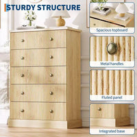 Commode de chambre à 5 tiroirs, armoire verticale en bois, avec poignées en métal, adaptée aux appartements, chambres à coucher, salons et salles à manger.