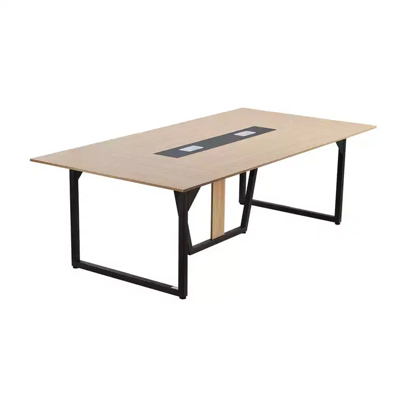 Table de conférence VEVOR, table de réunion de bureau de 2,4 m pour 10 personnes, bureau de séminaire rectangulaire moderne avec pieds en métal, grande table de réunion pour le bureau, marron