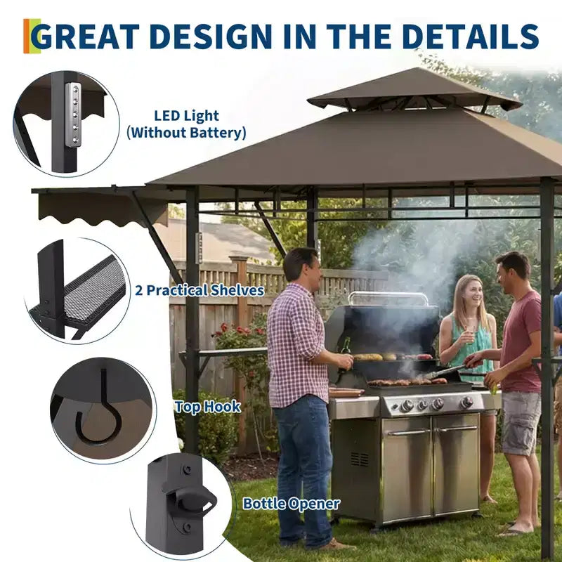 Abri de pavillon durable pour patio extérieur Gazebo de barbecue pour jardin, construction résistante aux intempéries, installation facile