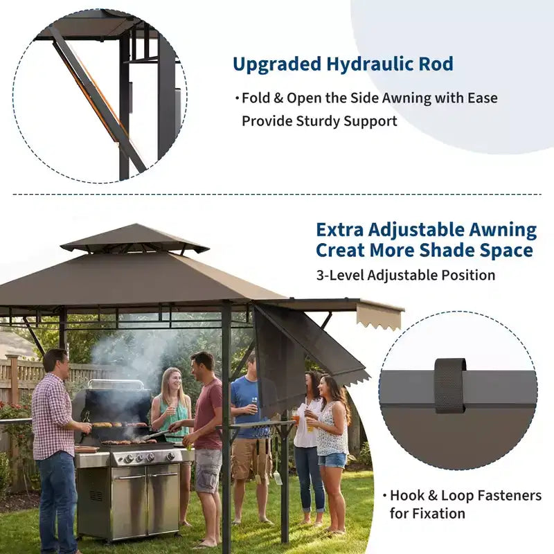 Abri de pavillon durable pour patio extérieur Gazebo de barbecue pour jardin, construction résistante aux intempéries, installation facile