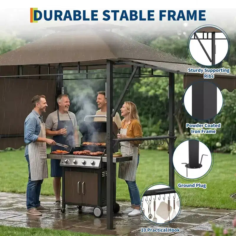 Abri de pavillon durable pour patio extérieur Gazebo de barbecue pour jardin, construction résistante aux intempéries, installation facile