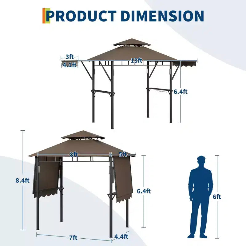 Abri de pavillon durable pour patio extérieur Gazebo de barbecue pour jardin, construction résistante aux intempéries, installation facile