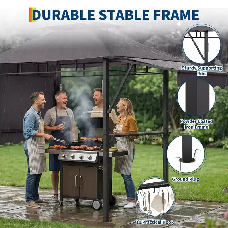 Abri de pavillon durable pour patio extérieur Gazebo de barbecue pour jardin, construction résistante aux intempéries, installation facile
