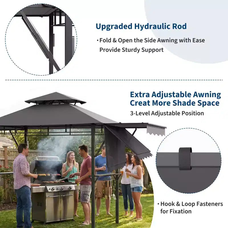 Abri de pavillon durable pour patio extérieur Gazebo de barbecue pour jardin, construction résistante aux intempéries, installation facile