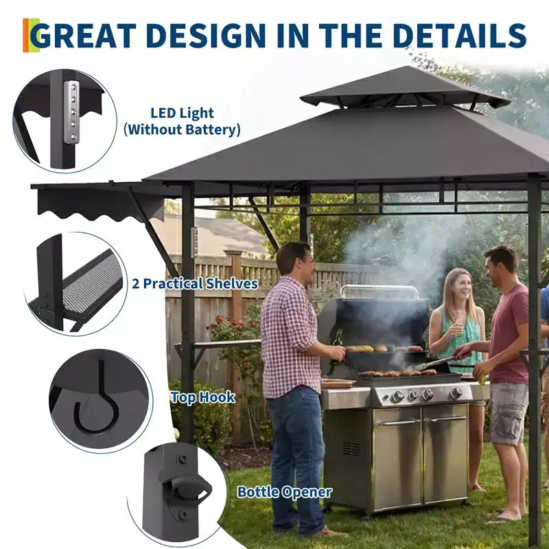 Abri de pavillon durable pour patio extérieur Gazebo de barbecue pour jardin, construction résistante aux intempéries, installation facile