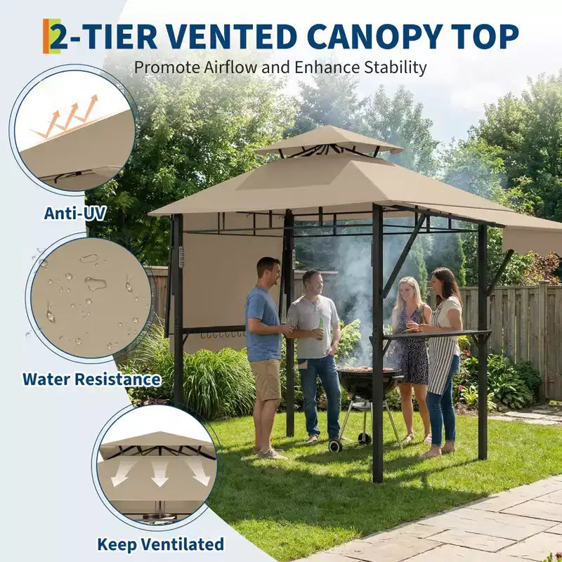 Abri de pavillon durable pour patio extérieur Gazebo de barbecue pour jardin, construction résistante aux intempéries, installation facile