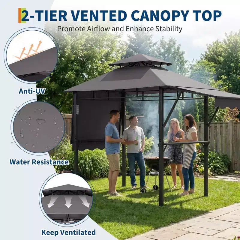 Abri de pavillon durable pour patio extérieur Gazebo de barbecue pour jardin, construction résistante aux intempéries, installation facile