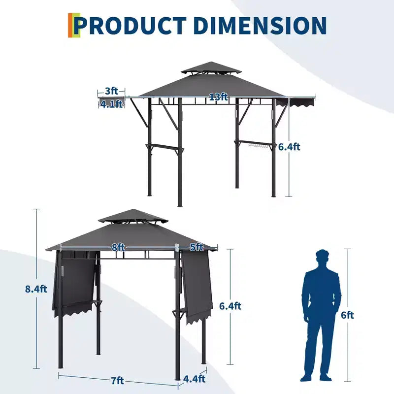 Abri de pavillon durable pour patio extérieur Gazebo de barbecue pour jardin, construction résistante aux intempéries, installation facile