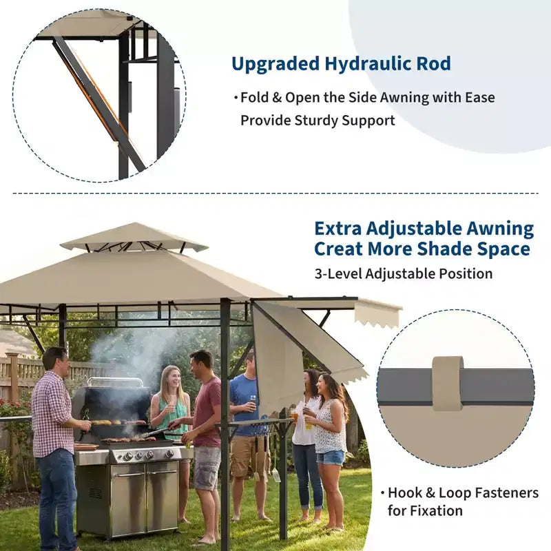Abri de pavillon durable pour patio extérieur Gazebo de barbecue pour jardin, construction résistante aux intempéries, installation facile