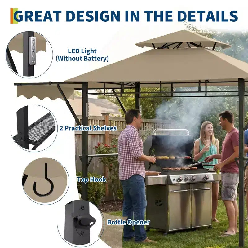 Abri de pavillon durable pour patio extérieur Gazebo de barbecue pour jardin, construction résistante aux intempéries, installation facile