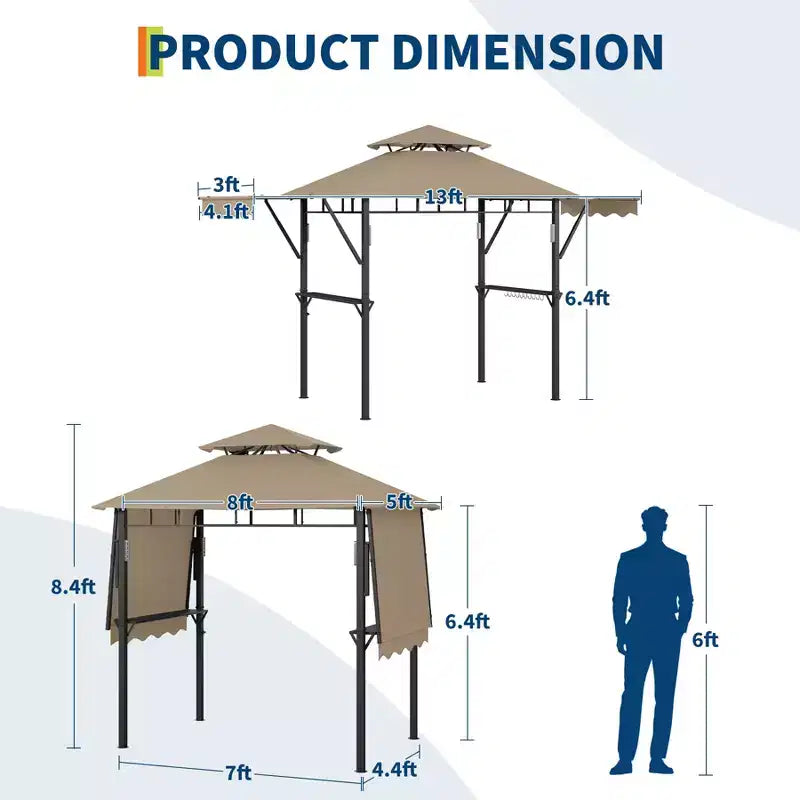 Abri de pavillon durable pour patio extérieur Gazebo de barbecue pour jardin, construction résistante aux intempéries, installation facile