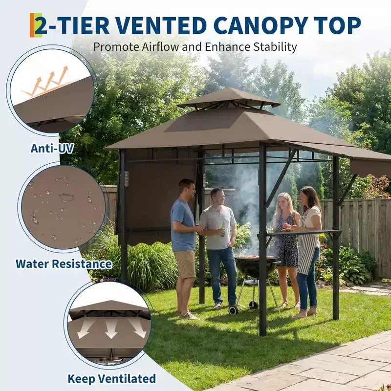 Abri de pavillon durable pour patio extérieur Gazebo de barbecue pour jardin, construction résistante aux intempéries, installation facile