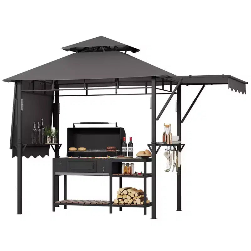 Abri de pavillon durable pour patio extérieur Gazebo de barbecue pour jardin, construction résistante aux intempéries, installation facile