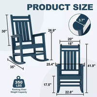 Ensemble de 2 fauteuils à bascule d'extérieur en PEHD tout temps avec dossier haut pour véranda et patio, confort haute résistance, assemblage facile