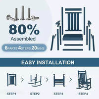 Ensemble de 2 fauteuils à bascule d'extérieur en PEHD tout temps avec dossier haut pour véranda et patio, confort haute résistance, assemblage facile