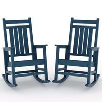 Ensemble de 2 fauteuils à bascule d'extérieur en PEHD tout temps avec dossier haut pour véranda et patio, confort haute résistance, assemblage facile