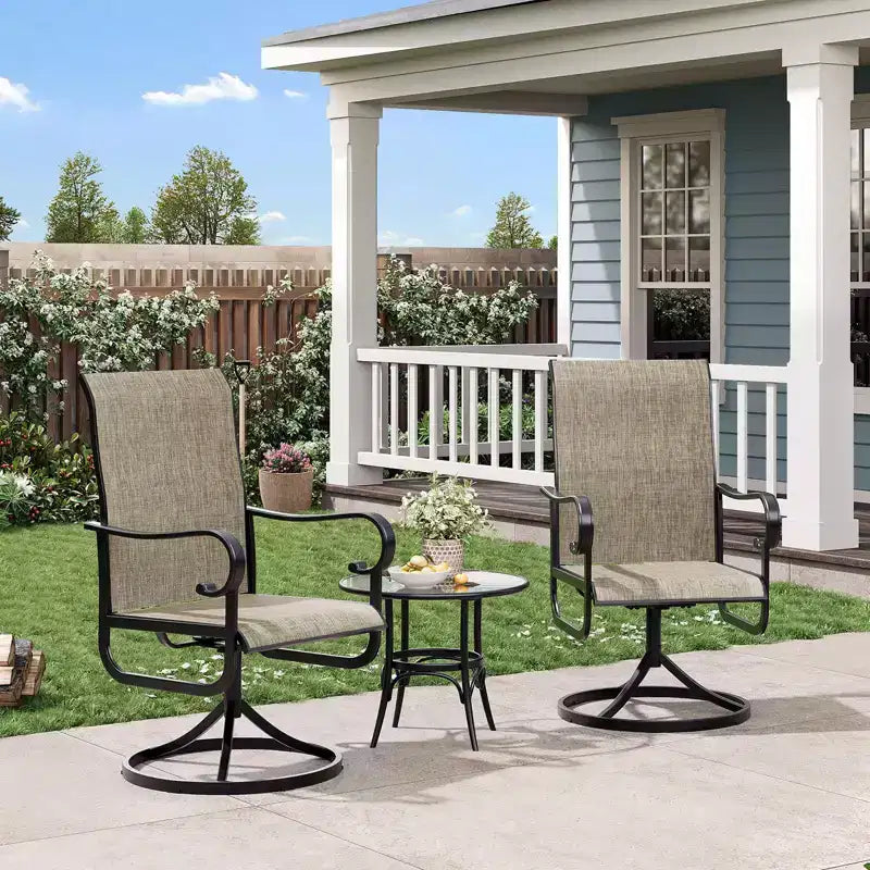 Outdoor Patio Swivel Chair  High Back Dining Chair, Padded All-Weather Breathable Textilene Seat, Sturdy Metal Rocking Frame, Ideal for Garden