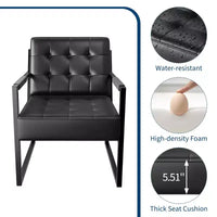 Fauteuil d'appoint Mid Century - fauteuil en similicuir avec pieds métalliques pour salon, chambre, bureau, accueil - Noir