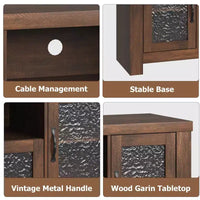 Meuble TV de ferme de 55 pouces avec portes en acrylique à motif d'ondulations d'eau Meuble de divertissement pour téléviseurs de 55 pouces, étagères réglables, capacité de 300 lb