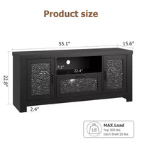 Meuble TV de ferme de 55 pouces avec portes en acrylique à motif d'ondulations d'eau Meuble de divertissement pour téléviseurs de 55 pouces, étagères réglables, capacité de 300 lb
