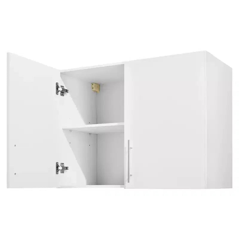 Armoire Murale de Buanderie VEVOR, Armoire Murale Suspendue à 2 Niveaux avec Étagère Réglable, Rangement de 32 po avec 2 Portes, Blanc